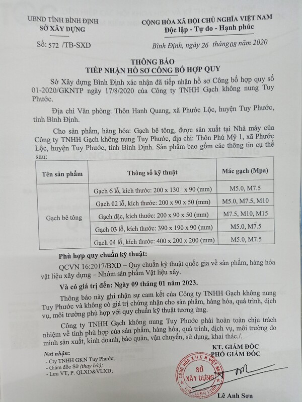 Tiếp nhận hồ sơ công bố hợp quy